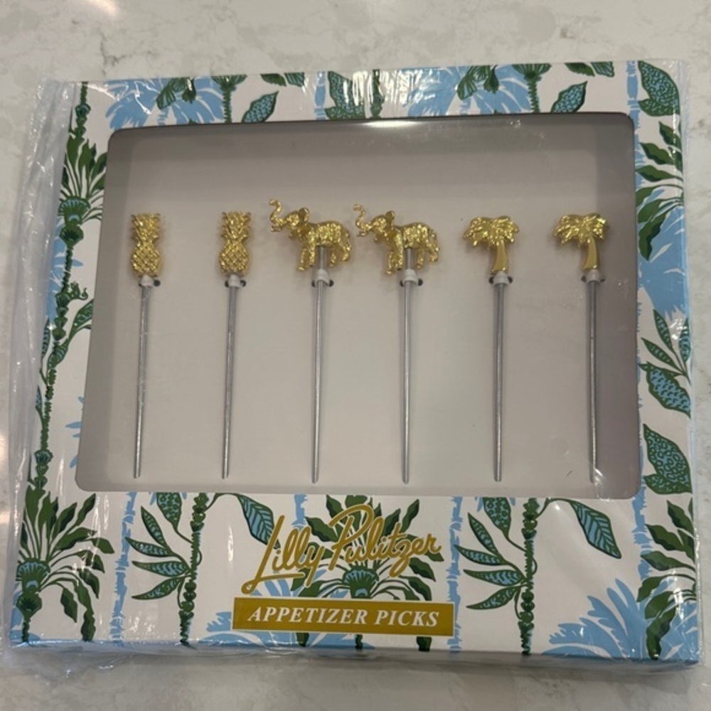 Lilly Pulitzer Gold and Silver Appetizer Picks